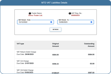 View MTD VAT Liabilities