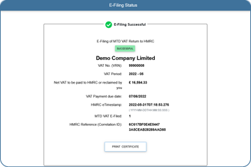 View/ Print the E-file status report